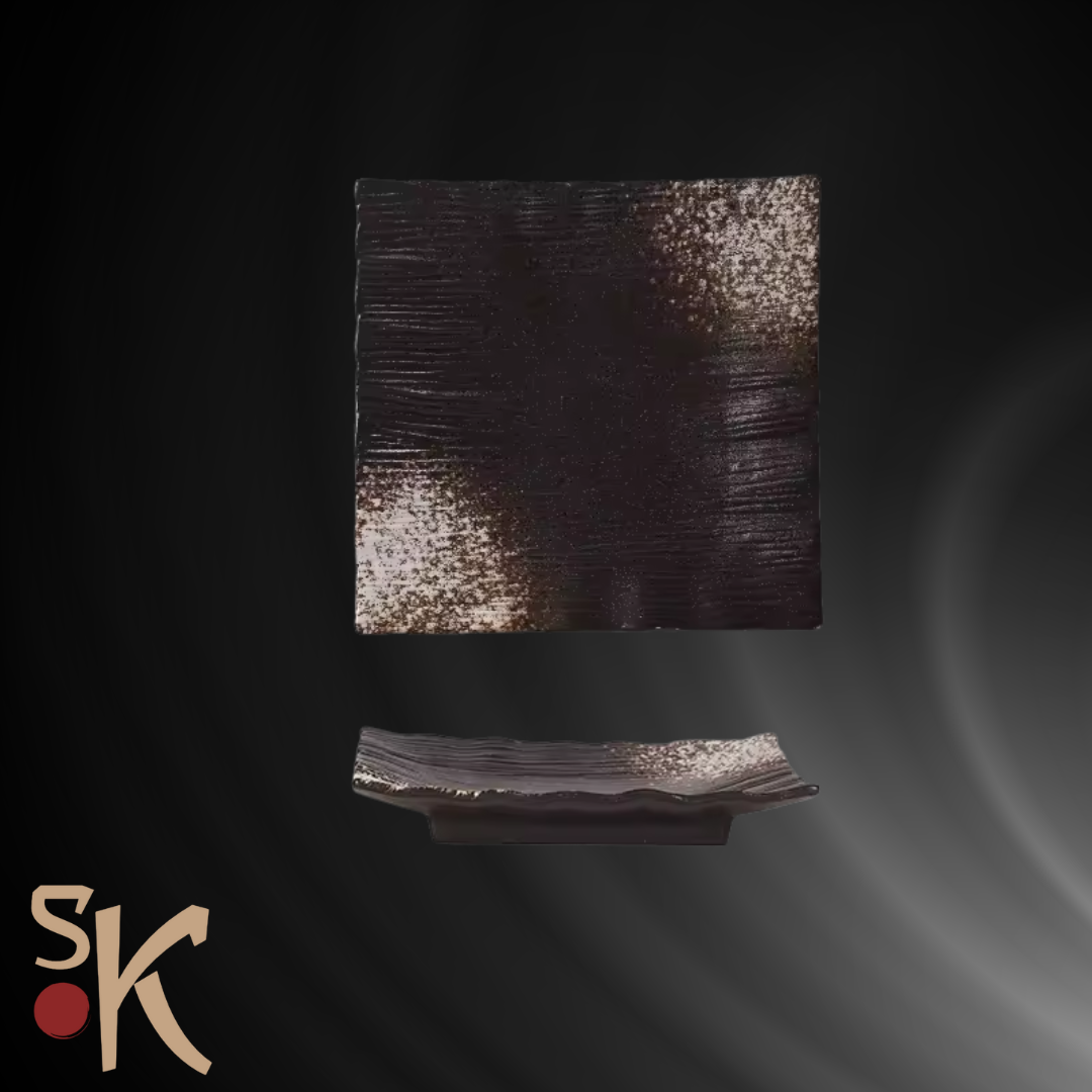 Clay Stone Square Ceramic Plate (9 Inch)