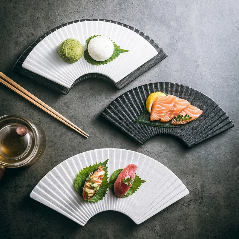 Ceramic Fan Sushi Plate