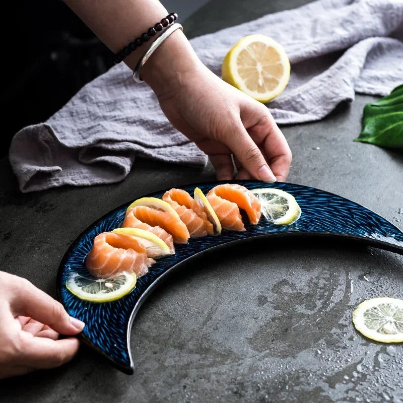 Retro Creative Ceramic Moon Sushi Plate