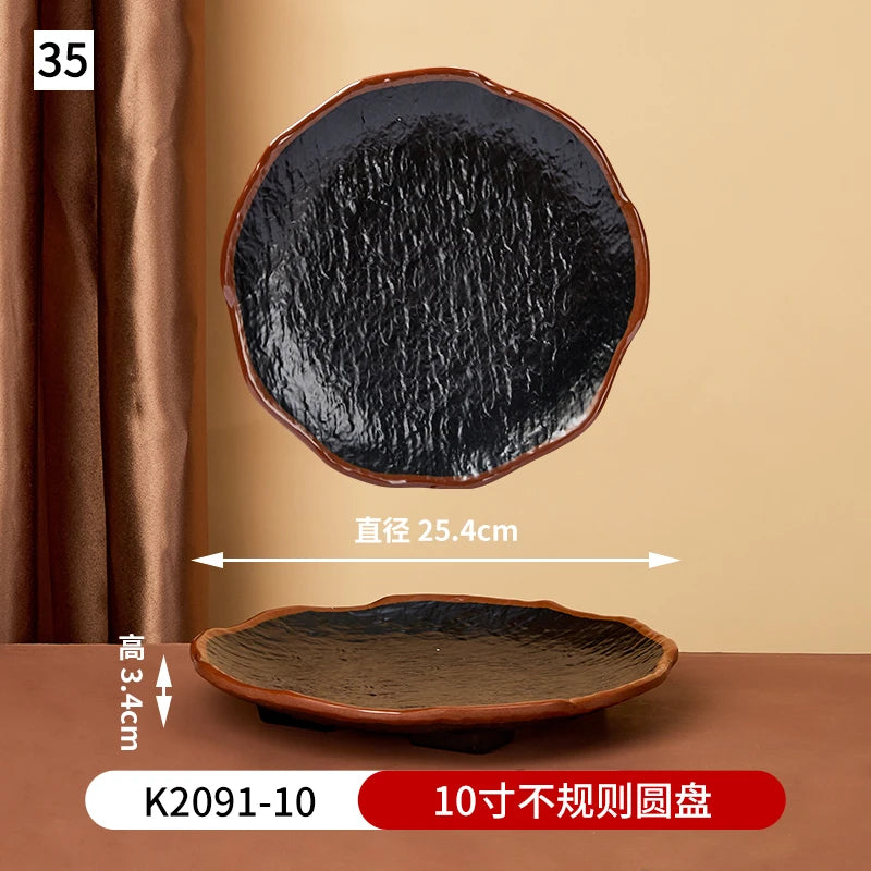 Black Japanese Style Melamine Tableware Dinner Set