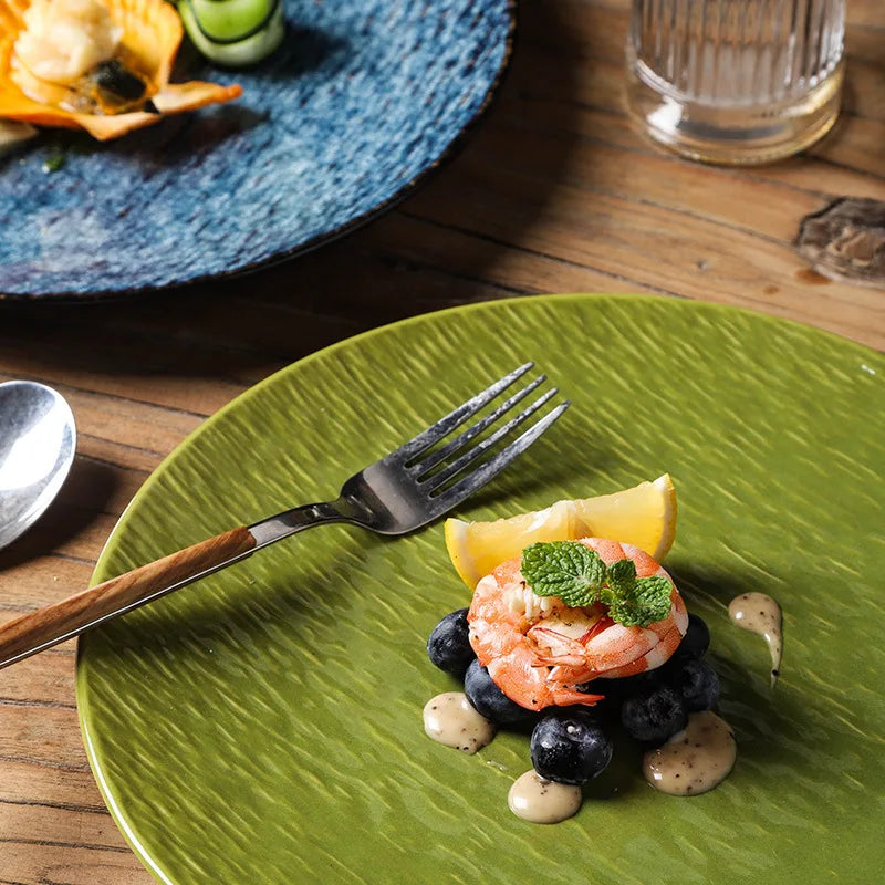 Vintage Ceramic Platter Plate - Blue | Green