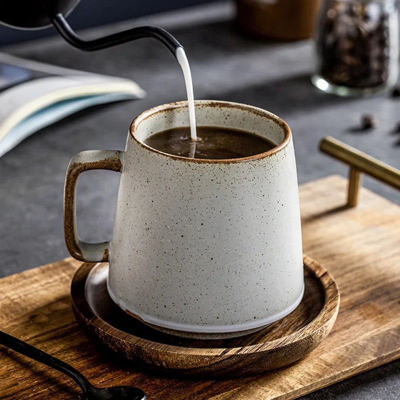 Japanese Retro Ceramic Coffee Cup & Saucer Set