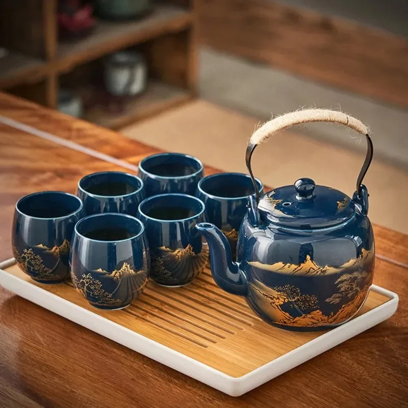 Ceramic Full 7-Piece Tea Pot & Cup Gift Set