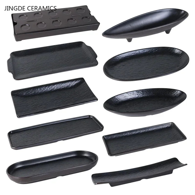 Black Frosted Melamine Tableware Dinner Set