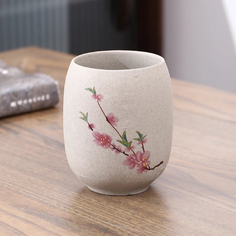 Japanese Retro Style Flowers Ceramic 175ML Teacup - Hand Painted