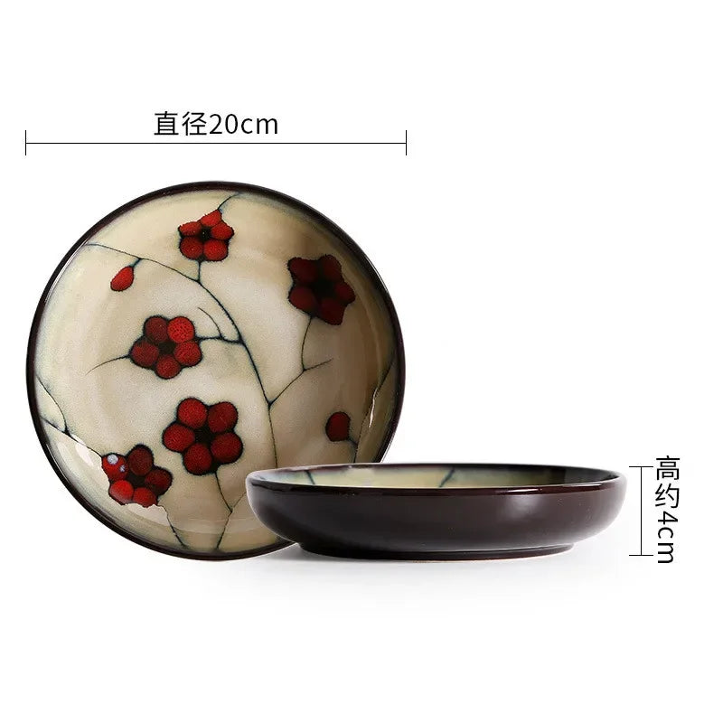 Ceramic Plum Blossom Tableware Dinner Set - Hand Painted