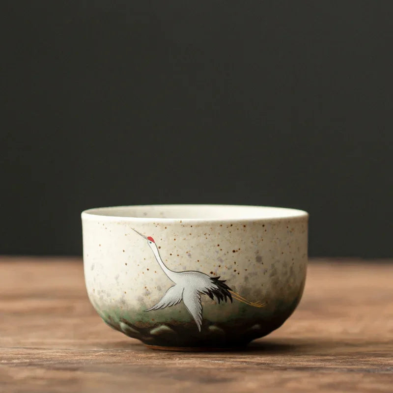 Kiln Baked Japanese Retro Style Ceramic 100ML Teacup - Handmade (Small)