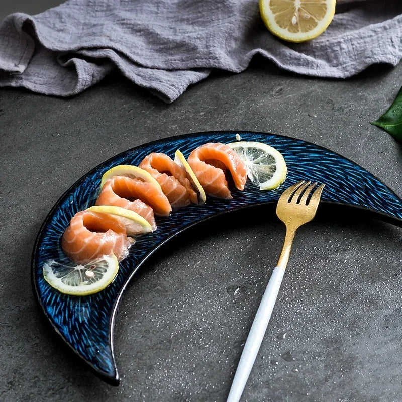 Retro Creative Ceramic Moon Sushi Plate