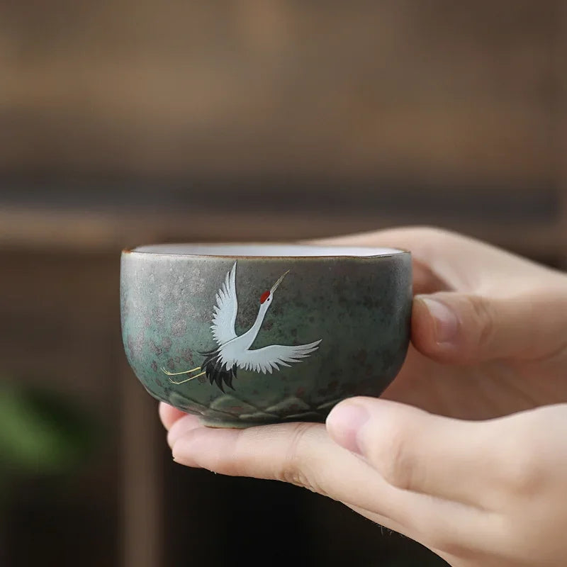 Kiln Baked Japanese Retro Style Ceramic 100ML Teacup - Handmade (Small)