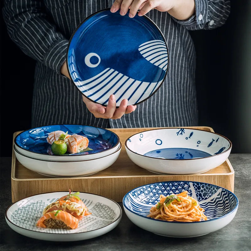Ceramic Blue Deep Plate