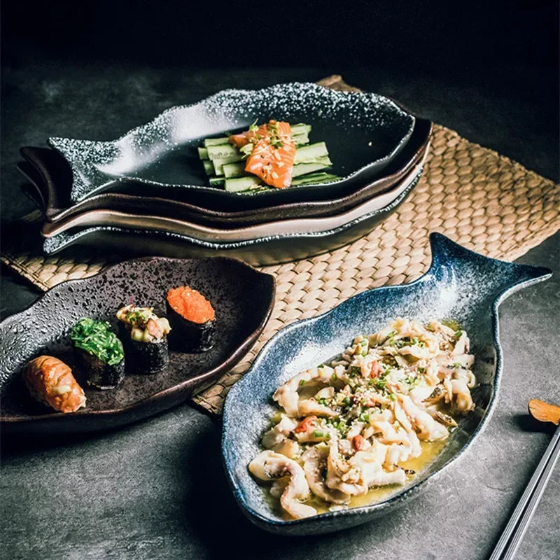 Creative Fish-Shaped Ceramic Sushi Plate 12 Inches | 14 Inches