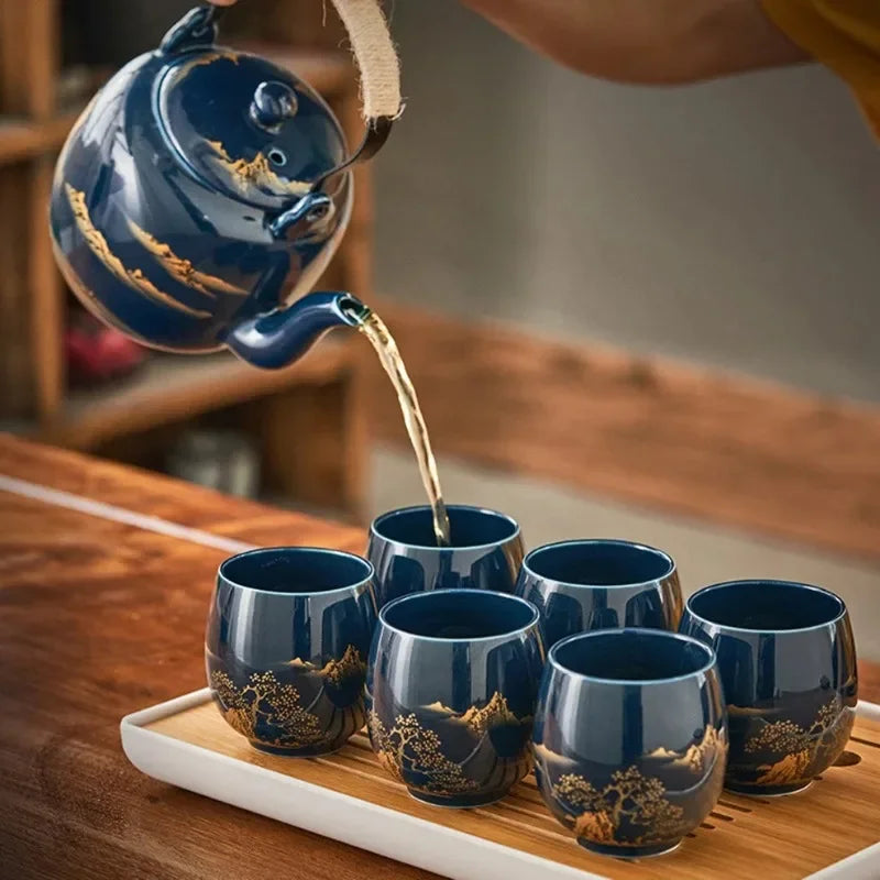 Ceramic Full 7-Piece Tea Pot & Cup Gift Set