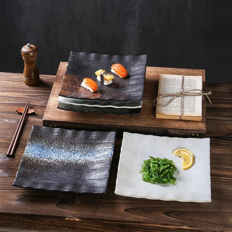 Clay Stone Square Ceramic Plate (9 Inch)