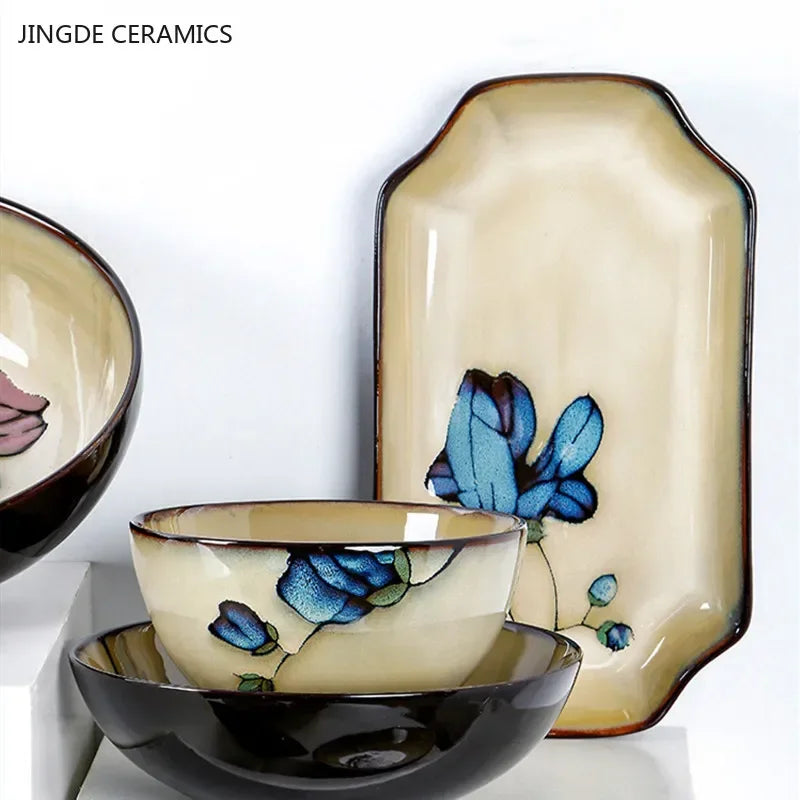 Colorful Flower Ceramic Tableware Dinner Set